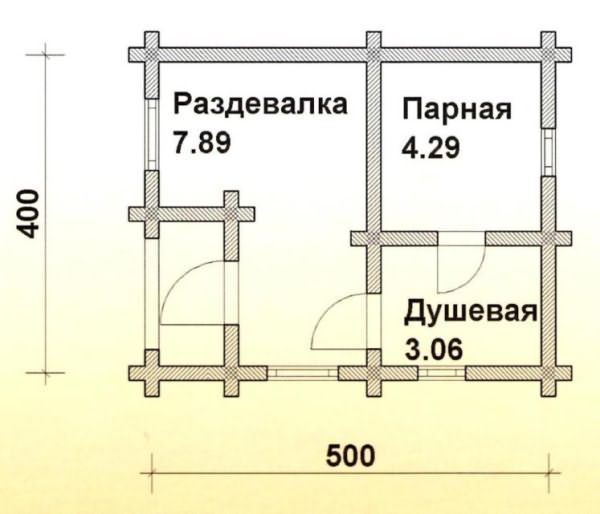 Еще один вариант планировки бани