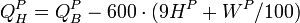 Q_H^P=Q_B^P-600cdot(9H^P+W^P/100)