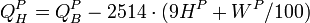 Q_H^P=Q_B^P-2514cdot(9H^P+W^P/100)
