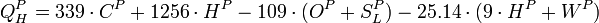 Q_H^P=339cdot C^P+1256cdot H^P-109cdot(O^P+S_L^P)-25.14cdot(9cdot H^P+W^P)