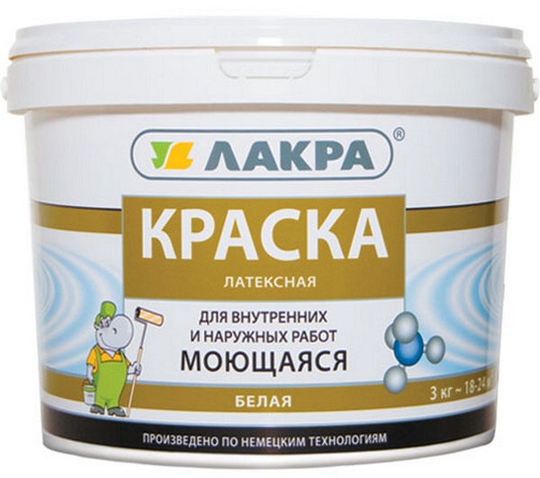 Краска латексная моющаяся белая матовая 14кг ЛАКРА/44