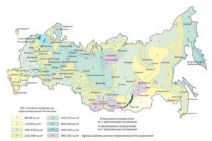 Таблица 3. Карта для определения показателя снеговой нагрузки