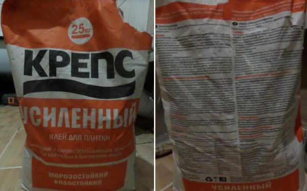 Информация о клеевой смеси указывается на упаковке