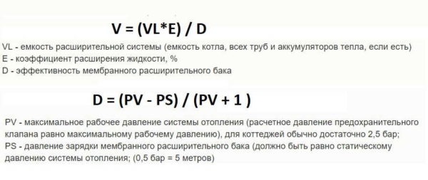 Формула расчета объема расширительного бака для системы отопления