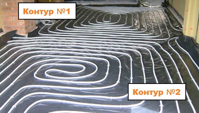 Теплый водяной пол с двумя контурами