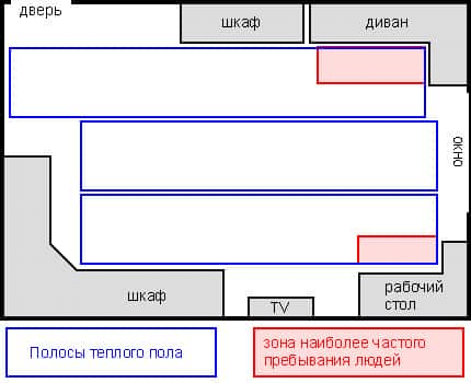 План монтажа инфракрасного «теплого пола»