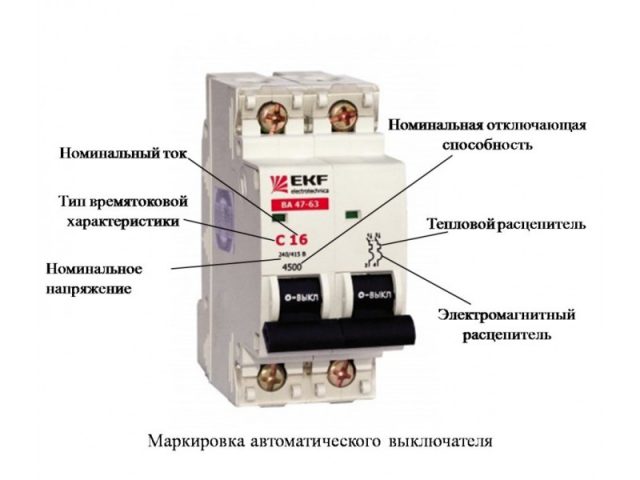Маркировка автоматического выключателя